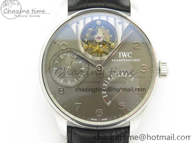 MIROTIME 0809 Portuguese Tourbillon IW5046 SS ZF Best Edition Gray Dial on Black Leather Strap SunProtective 7147